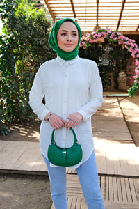 TEK CEPLI GOFRE GOMLEK BEYAZ