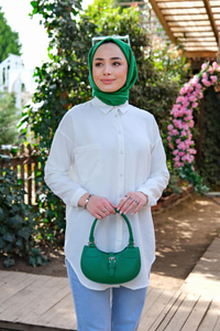 TEK CEPLI GOFRE GOMLEK BEYAZ