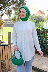 TEK CEPLI GOFRE GOMLEK BEYAZ