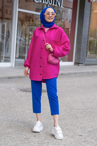 Uygun Fiyatlı TEK CEPLI KAPITONE GOMLEK FUSYA | Loccomoda.com 