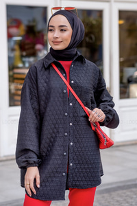 Uygun Fiyatlı TEK CEPLI KAPITONE GOMLEK SIYAH | Loccomoda.com 