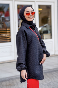 Uygun Fiyatlı TEK CEPLI KAPITONE GOMLEK SIYAH | Loccomoda.com 