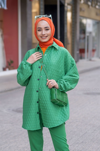 Uygun Fiyatlı TEK CEPLI KAPITONE GOMLEK YESIL | Loccomoda.com 