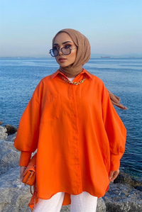 Uygun Fiyatlı TEK CEPLI KOLYELI GOMLEK TURUNCU | Loccomoda.com 