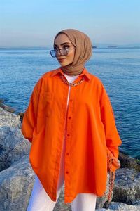 Uygun Fiyatlı TEK CEPLI KOLYELI GOMLEK TURUNCU | Loccomoda.com 