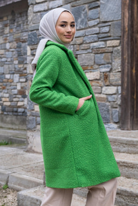 Uygun Fiyatlı TEK DUGMELI KECE KABAN YESIL | Loccomoda.com 