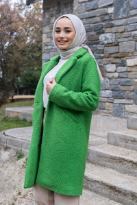 Uygun Fiyatlı TEK DUGMELI KECE KABAN YESIL | Loccomoda.com 