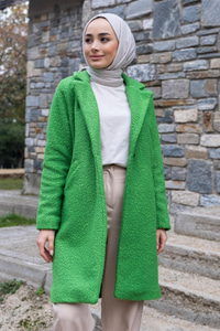 Uygun Fiyatlı TEK DUGMELI KECE KABAN YESIL | Loccomoda.com 