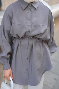 Tensel Bel Bağlamalı Gömlek Antrasit