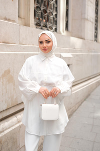 Tensel Bel Bağlamalı Gömlek Beyaz