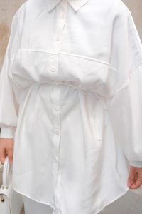 Tensel Bel Bağlamalı Gömlek Beyaz