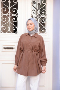 Tensel Bel Bağlamalı Gömlek Kahverengi