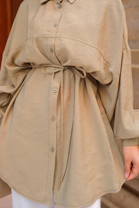 Tensel Bel Bağlamalı Gömlek Küf Yeşil