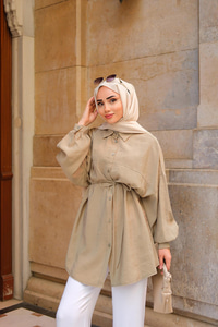 Tensel Bel Bağlamalı Gömlek Küf Yeşil