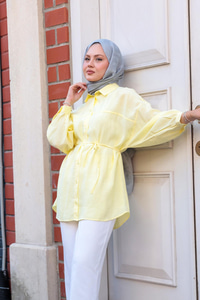 Tensel Bel Bağlamalı Gömlek Sarı