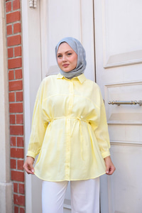 Tensel Bel Bağlamalı Gömlek Sarı