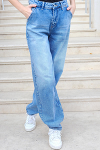 Tint Yıkama Detaylı Baggy Pantolon  Mavi