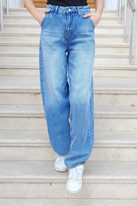 Tint Yıkama Detaylı Baggy Pantolon  Mavi