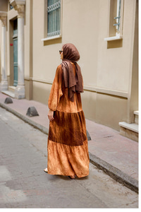 Tonsürton Desen Elbise Kahverengi