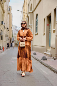 Tonsürton Desen Elbise Kahverengi