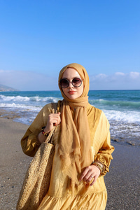 Tonsürton Desen Elbise Yağ Yeşil