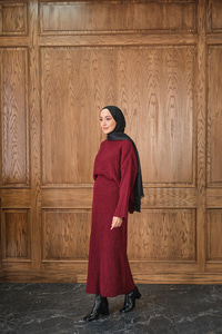 Triko Etekli Takım Bordo