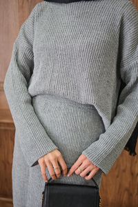 Triko Etekli Takım Gri