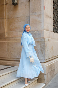 Tül Detay Bağlamalı İkili Takım Açık Mavi