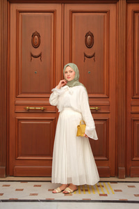 Tül Detay Bağlamalı İkili Takım Beyaz