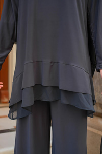 Tül Detay İkili Takım Antrasit