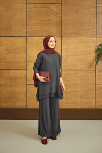 Tül Detay İkili Takım Antrasit