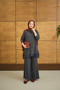 Tül Detay İkili Takım Antrasit