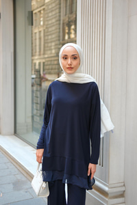 Tül Detay İkili Takım Lacivert