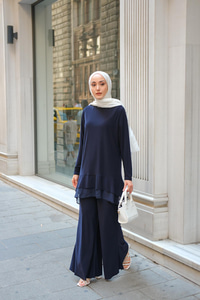 Tül Detay İkili Takım Lacivert