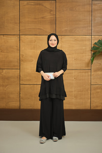 Tül Detay İkili Takım Siyah