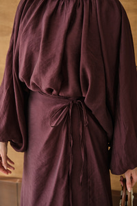 Tül Detay Pelerinli Etekli Takım Mürdüm