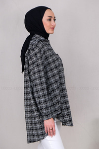 Uygun Fiyatlı TUVIT DESEN TEK CEPLI GOMLEK SİYAH | Loccomoda.com 
