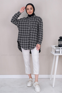 Uygun Fiyatlı TUVIT DESEN TEK CEPLI GOMLEK SİYAH | Loccomoda.com 