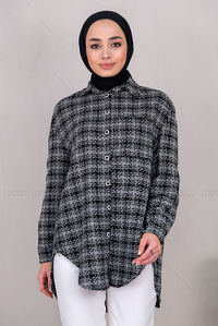 Uygun Fiyatlı TUVIT DESEN TEK CEPLI GOMLEK SİYAH | Loccomoda.com 