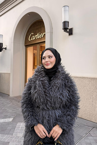 Tüylü Peluş Kaban Antrasit