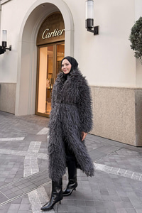 Tüylü Peluş Kaban Antrasit