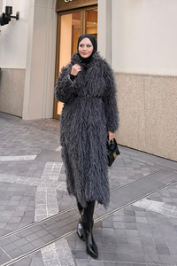 Tüylü Peluş Kaban Antrasit