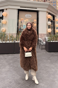 Tüylü Peluş Kaban Kahverengi