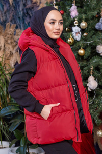 Uygun Fiyatlı UC CEPLI KAPSONLU YELEK KIRMIZI | Loccomoda.com 