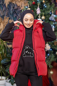 Uygun Fiyatlı UC CEPLI KAPSONLU YELEK KIRMIZI | Loccomoda.com 