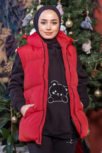 Uygun Fiyatlı UC CEPLI KAPSONLU YELEK KIRMIZI | Loccomoda.com 