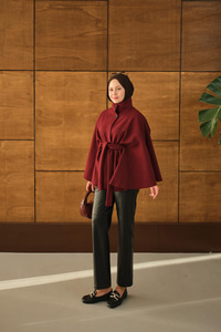 Üç Düğme Detay Panço Bordo