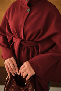 Üç Düğme Detay Panço Bordo