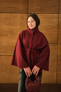 Üç Düğme Detay Panço Bordo