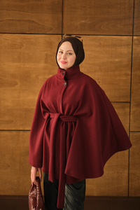 Üç Düğme Detay Panço Bordo